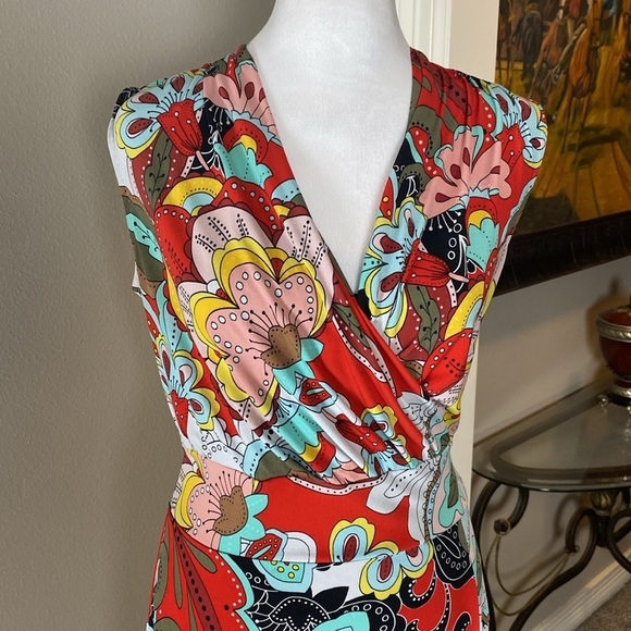New York & Company Floral Sleeveless Maxi Dress Red and Multicolor size S - Picture 2 of 12